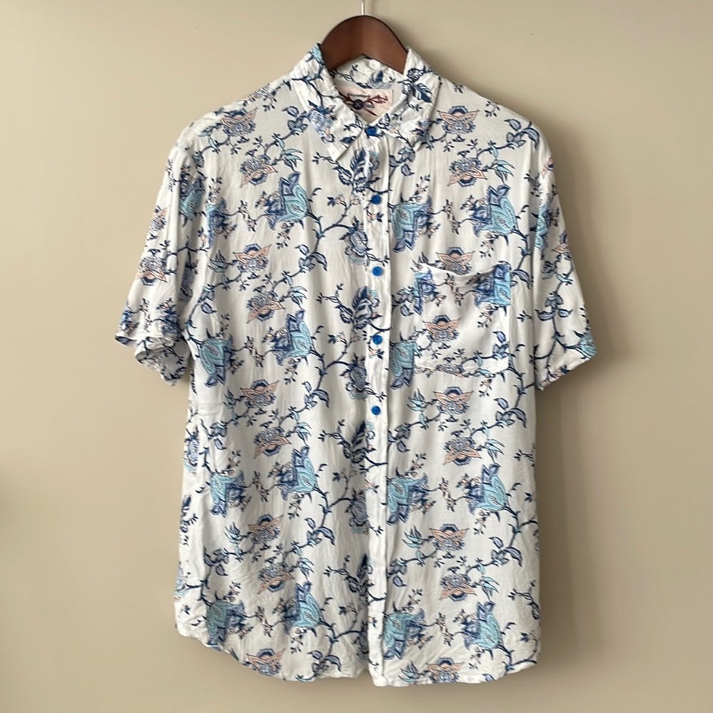 Bouton Bleu Blackbird short sleeve button up shirt